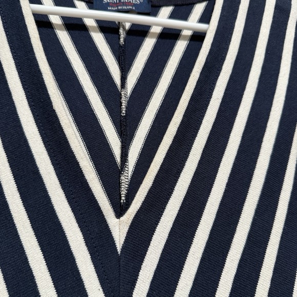 Saint James Menerbes Breton Navy Striped V-Neck Dress Size 4 - Picture 8 of 11